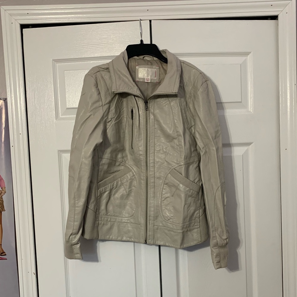 xhilaration beige leather jacket